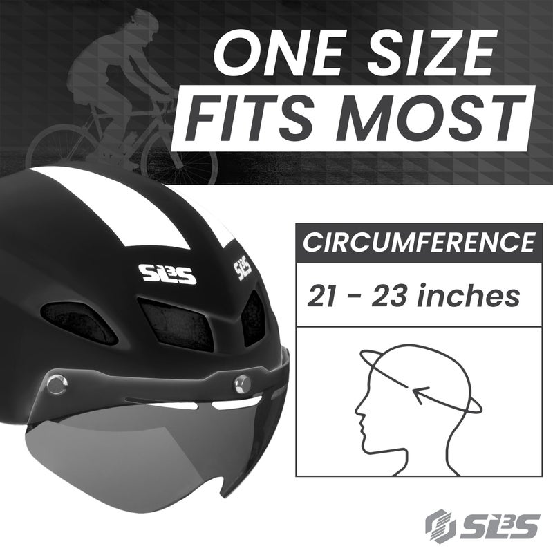 SLS3 Triathlon Bike Helmet - Aero Bike Helmet with Removable Shield Visor for Tri and Time Trial TT - Lightweight Men/Women - One Size 21-23 Inches, Black - Image 4